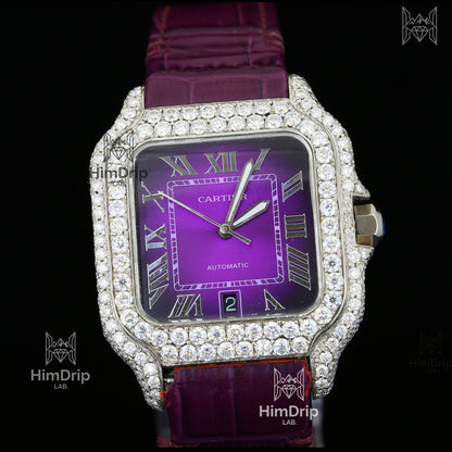Customized Automatic Moissanite Diamond Royal Oak Offshore Chronograph Leather Strap Watch For Men