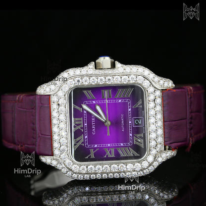 Customized Automatic Moissanite Diamond Royal Oak Offshore Chronograph Leather Strap Watch For Men